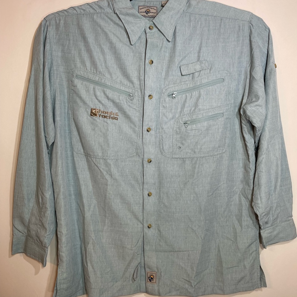 Hook & Tackle L Mens Air/X Fishing Gear Shirt 50 UV Protection Long Sleeve Blue - Picture 3 of 7